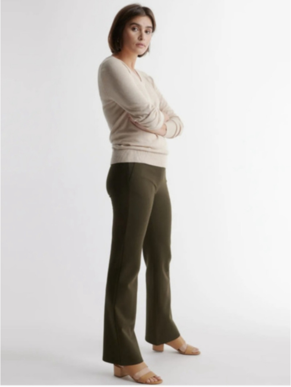 Quince Ultra-Stretch Ponte Bootcut Pants Olive Size MP